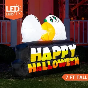 7ft Inflatable LED Ghost Happy Halloween Decoration