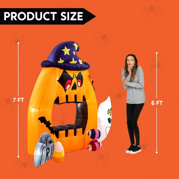 7ft Inflatable LED Pumpkin Wizard Photo Booth with Ghost