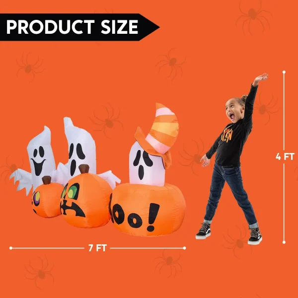7ft LED Inflatable Horizontal Ghost with Pumpkins