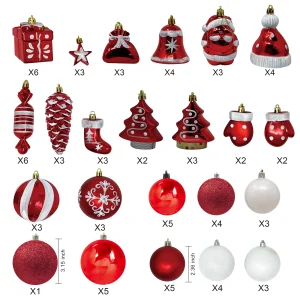 81pcs Red And White Christmas Ball Ornaments