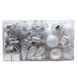 81pcs White And Silver Christmas Ornaments