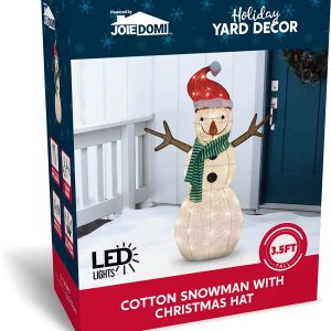 3.5ft LED Yard Lights – Cotton Snowman with Christmas Hat