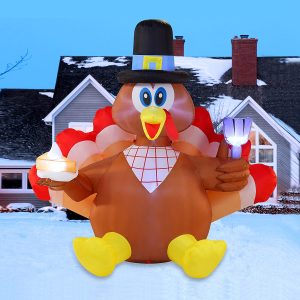 6.5 Foot Thanksgiving Inflatable Turkey Eating Pie