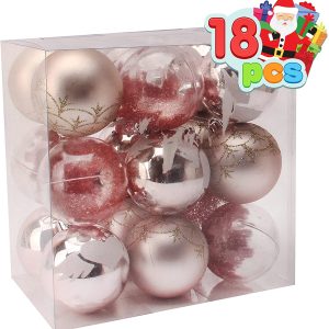 6CM Christmas Ornaments with Gradient Pink, 18 Pcs