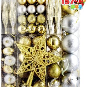 157 Pcs Gold & Silver Christmas Ornaments