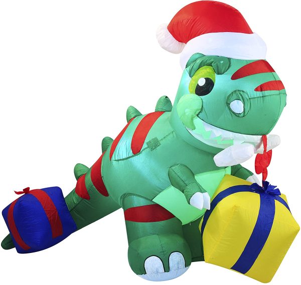 6ft LED Christmas Dinosaur Inflatable with a Gift