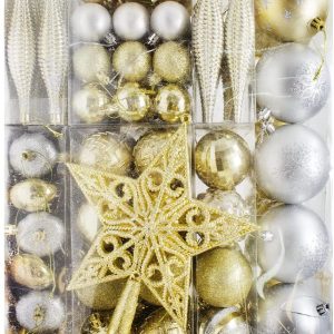 157 Pcs Gold & Silver Christmas Ornaments