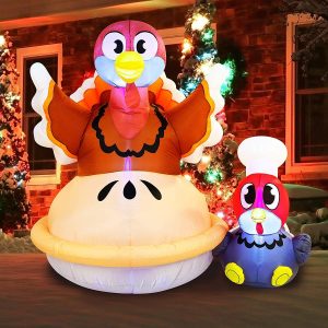 6ft Large Turkey on a Pumpkin Pie Inflatable