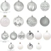 87pcs Christmas White And Silver Ornaments