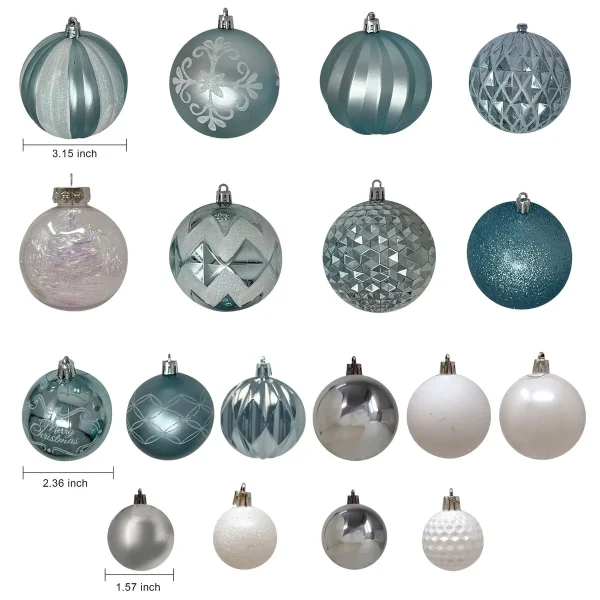 87pcs White and Baby Blue Christmas Ornaments