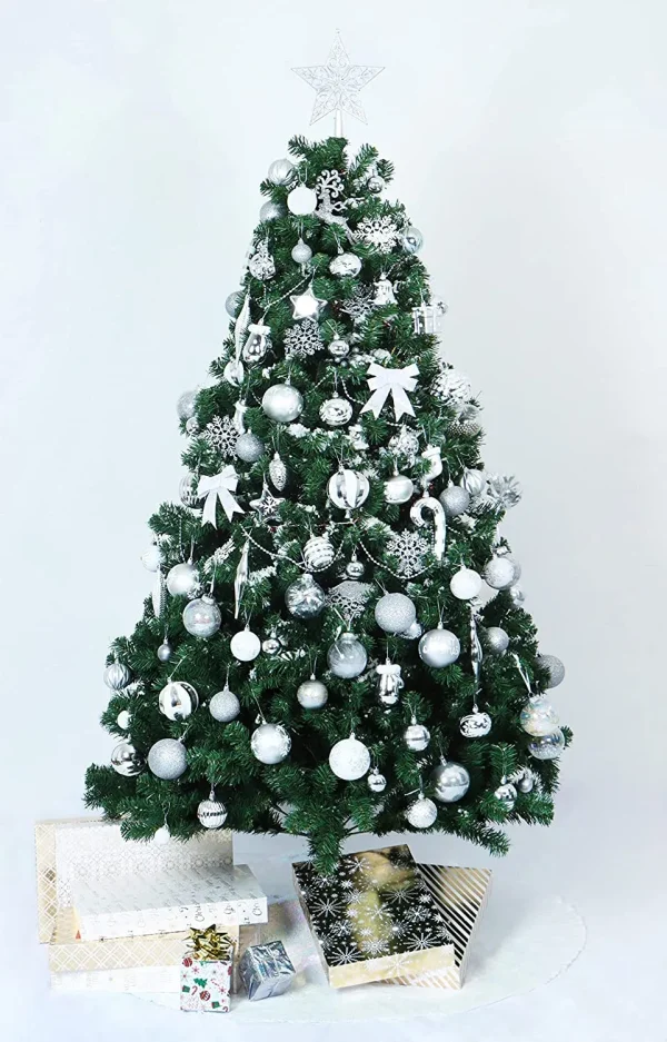 87pcs Christmas White And Silver Ornaments