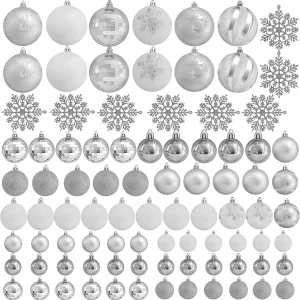 88pcs Christmas Ball White And Silver Ornaments