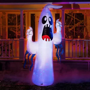 8ft Inflatable LED Ghost with Blue Ice Light Decoration