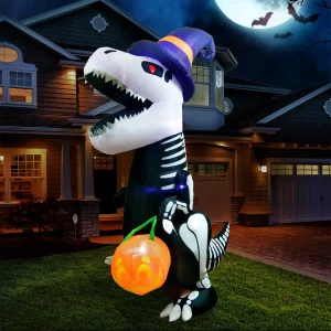 8ft Halloween LED Skeleton Dinosaur Decoration