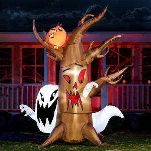 8ft Inflatable Halloween Scary Tree With Ghost