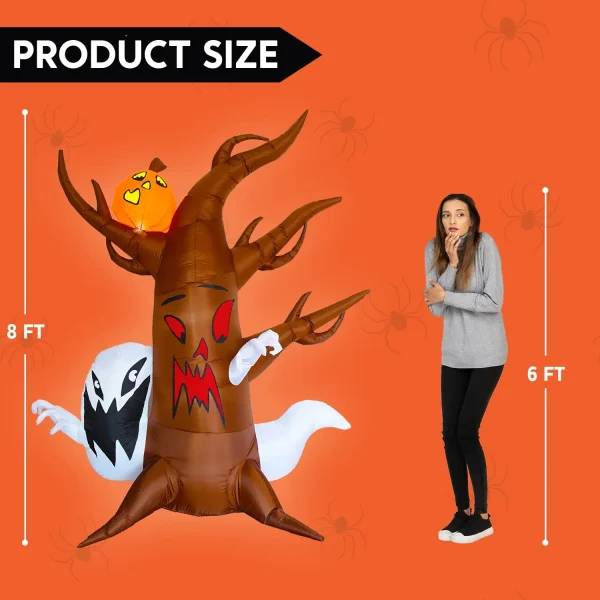 8ft Inflatable Halloween Scary Tree With Ghost