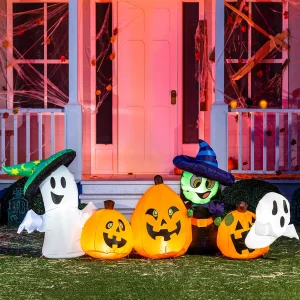 8ft Inflatable LED Horizontal Pumpkin and Characters