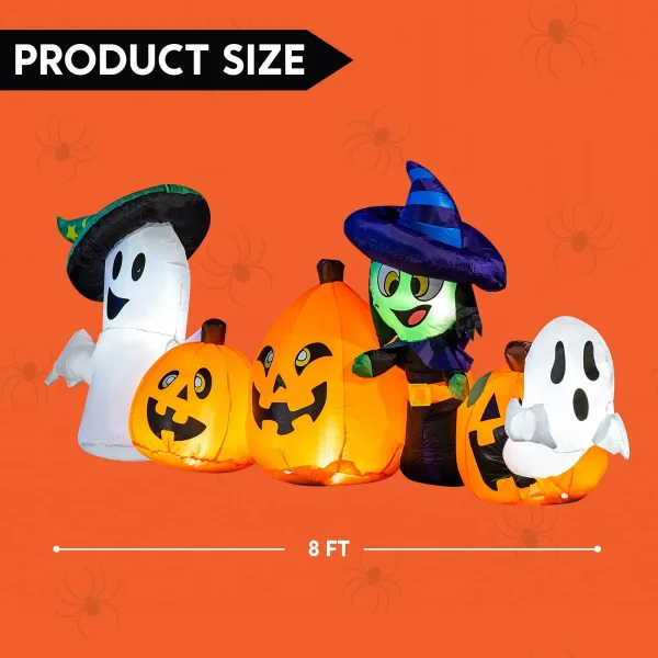 8ft Inflatable LED Horizontal Pumpkin and Characters