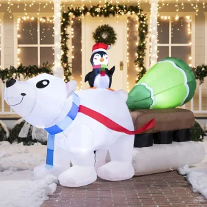 8ft Long LED Polar Bear Inflatable Decoration