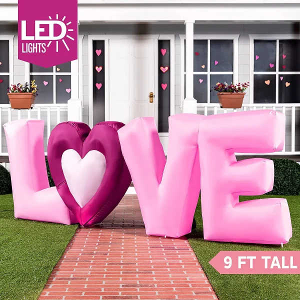 9ft Long Valentines Inflatable Love Letters with LED Lights