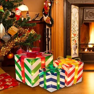 3pcs Christmas Light Up Gift Boxes