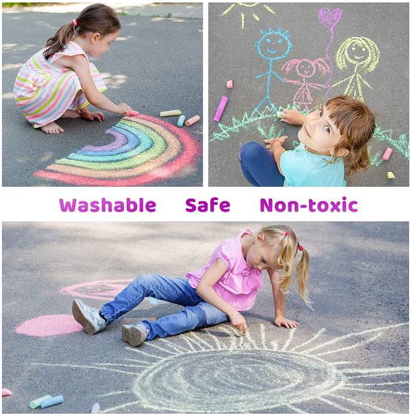 18 Colors Non Toxic Sidewalk Chalk, 144 Pcs