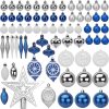 70Pcs Blue, Silver and White Christmas Ornaments with Heart