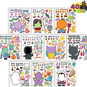 Make Your Own Halloween Characters Sticker Sheets, 40 Pcs