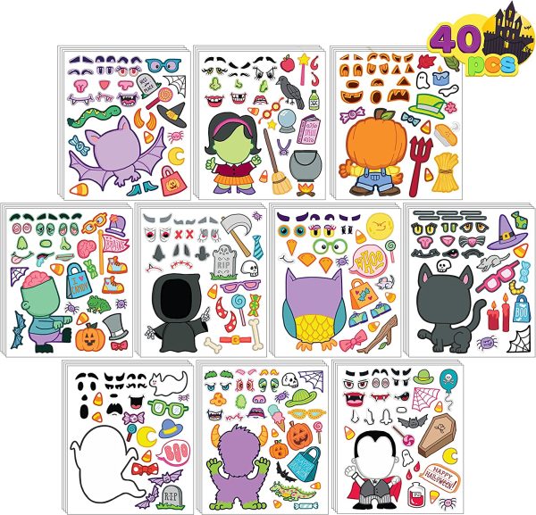 40pcs Make Your Own Halloween Characters Sticker Sheets