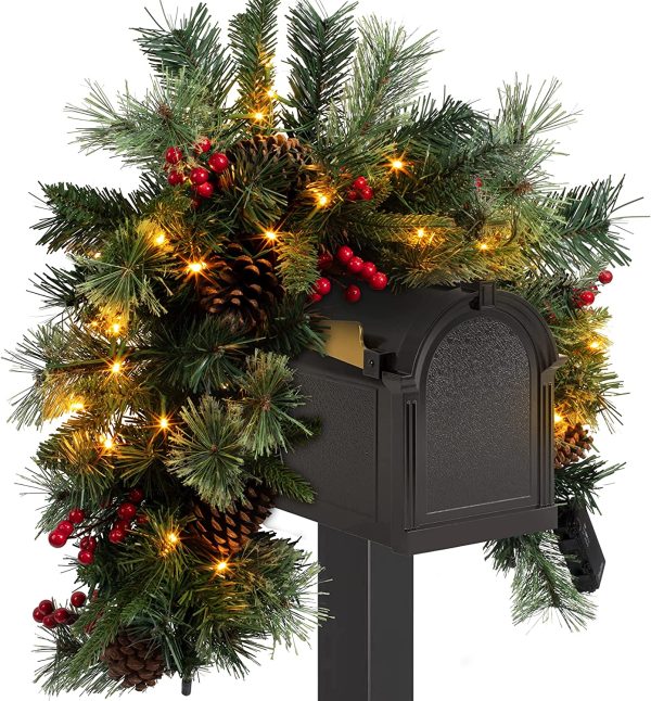 Pre lit Christmas Mailbox Swag 36in