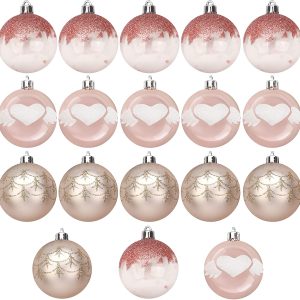 6CM Christmas Ornaments with Gradient Pink, 18 Pcs