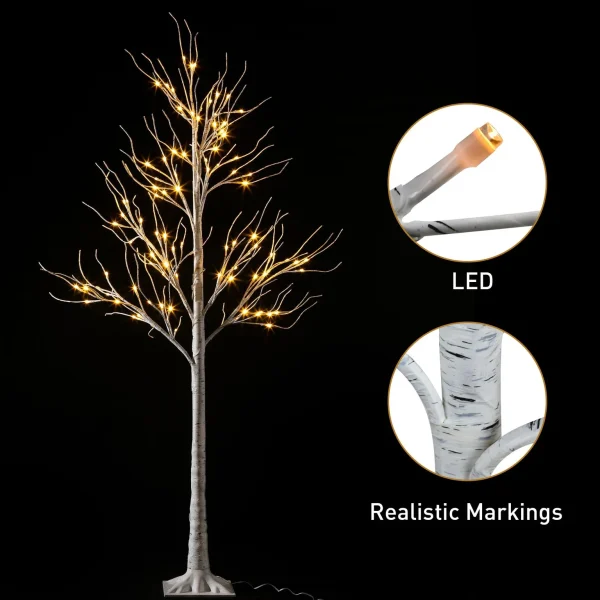 96 LED White Birch Tree Decoration with Lights 6ft