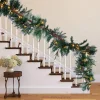 50 Warm White Pre lit Cone Flocked Christmas Garland 9ft