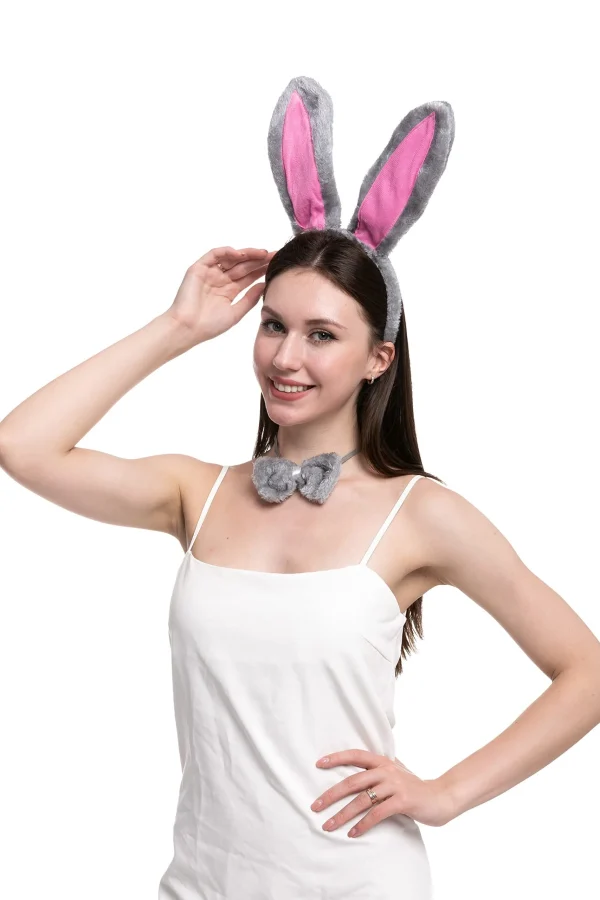 9pcs Grey and Pink Bunny Costume Accessories Set