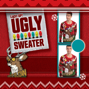 Christmas Sweaters Buck Ugly Sweater with Light Bulbs for Men