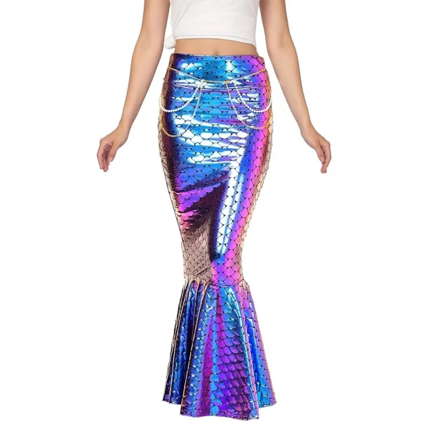 Adult Women Metallic Mermaid Skirt Halloween Costume