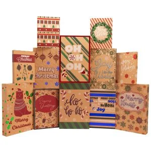 12pcs Christmas Aluminum Foil Kraft Paper Gift Box