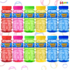 24Pcs Assorted Colors Bubble Solution Bottles with wand – SLOOSH 4oz