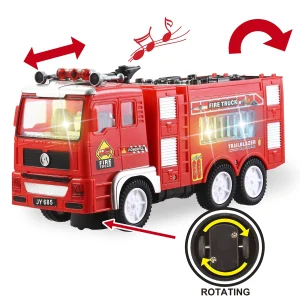 2Pcs Auto Moving-around Siren Fire Engine And Helicopter