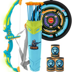 Green Bow and Arrow Archery Toy Set with Flashing LED Lights