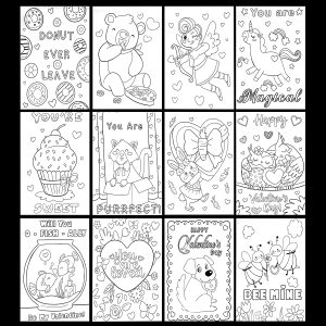 Valentine Coloring Books, 48 Pack