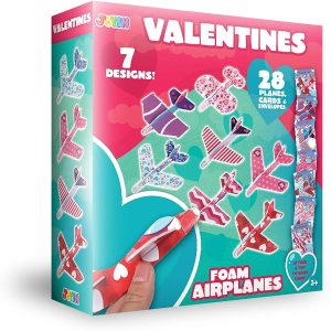 28 Pcs Valentines Day Foam Airplanes for Kids with Gifts Cards