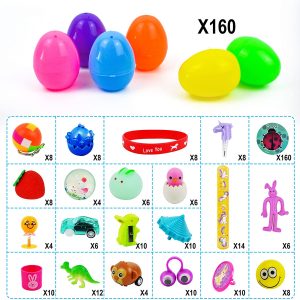 160 Pieces Premium Prefilled Easter Eggs with Assorted Toys