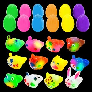 12 Pieces Pre-filled Easter Eggs with Light-Up Rings