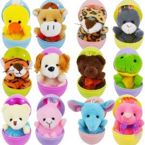 48 Pieces Prefilled Easter Eggs Filled with Plush Animal Toys