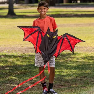 Kids Bat Kite with Red Tail 45.3in