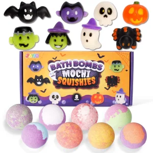 8pcs Kids Halloween Bath Bombs with Mochi Squishy Toys
