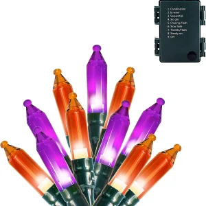 50-Count Orange & Purple LED String Lights 17.3ft