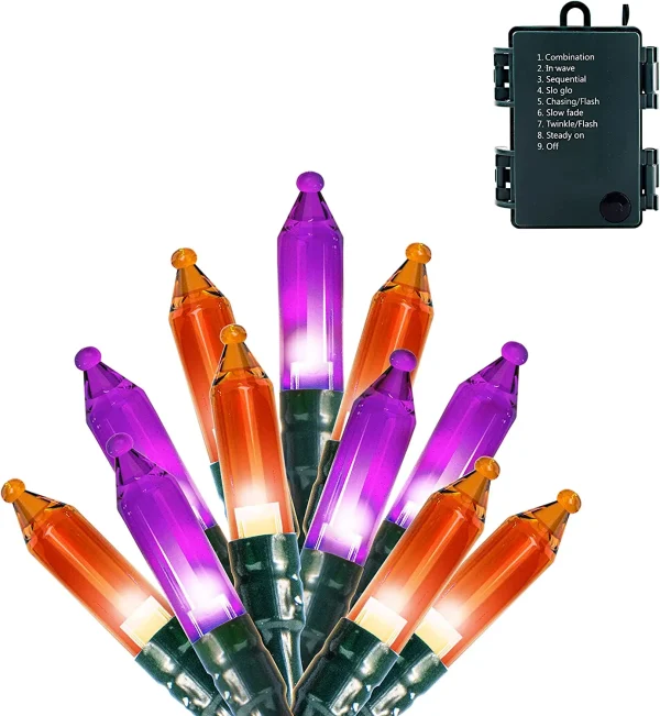50-Count Orange & Purple LED String Lights 17.3ft