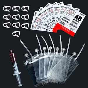 10pcs Reusable Halloween Blood Bags with Syringe